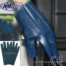 NMSAFETY work use blue nitrile pregnated gloves factory